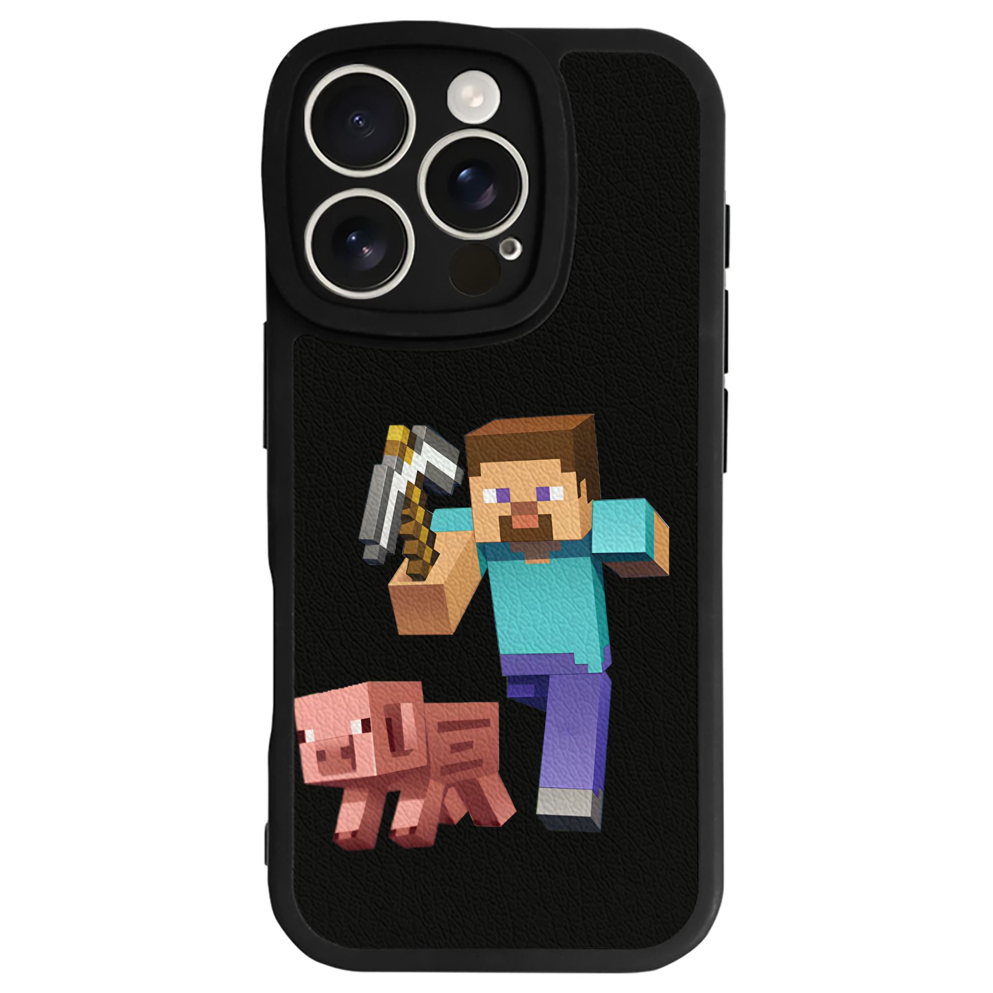 （画像用） マインクラフト ブロックの世界 Minecraft MC Block world 【iPhone 16シリーズ対応】シリコンスマホケース（レザー調） 材質：シリコン